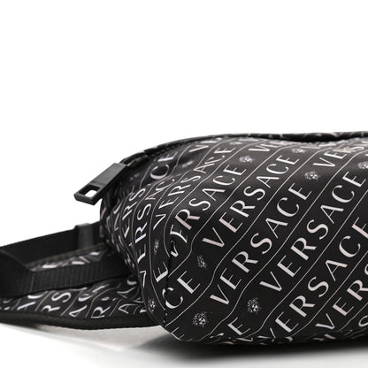 Versace Nylon Logo Belt Bag Black White 8 of 9