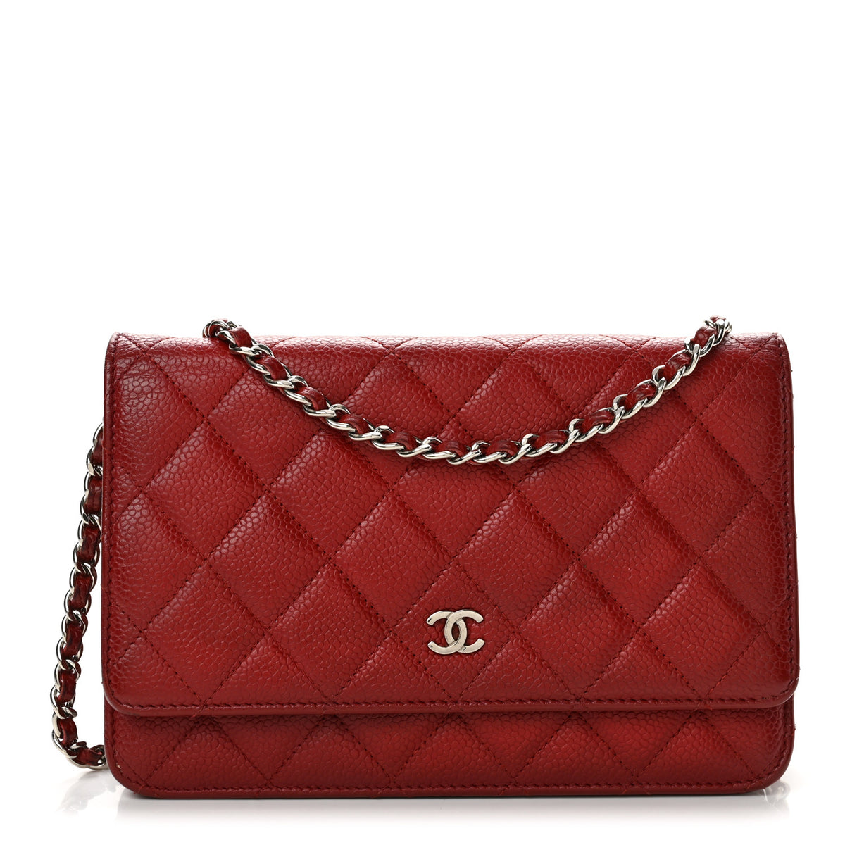 Chanel Caviar Quilted Wallet on Chain WOC Red 1 of 14
