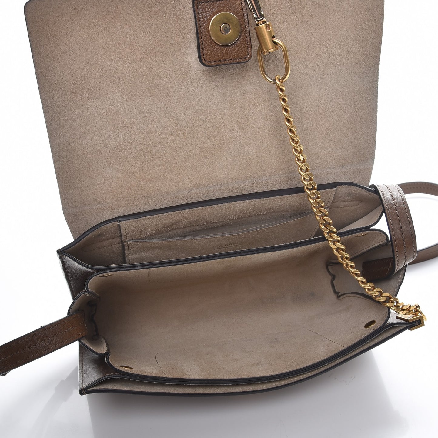 Goatskin Small Faye Shoulder Bag Woody Khaki