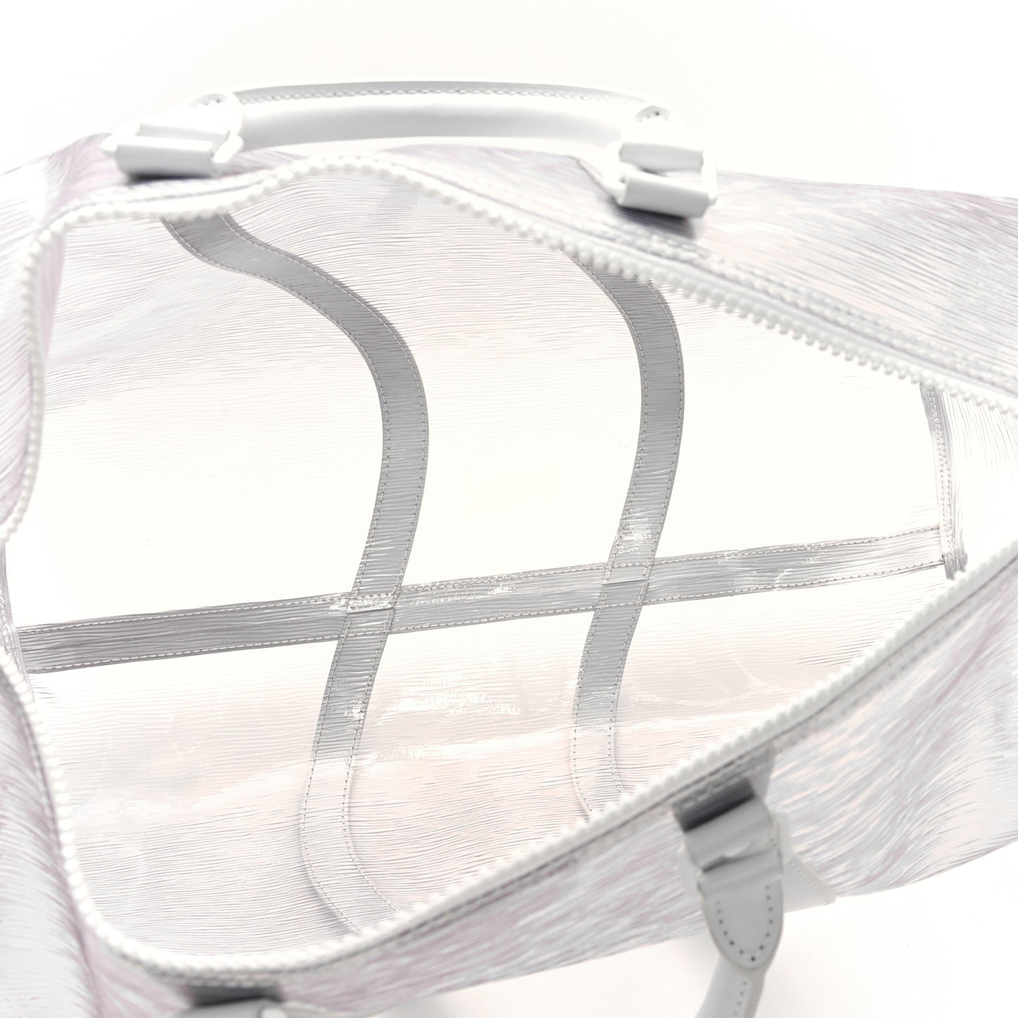 PVC Epi Embossed Wavy Keepall Bandouliere 50 White