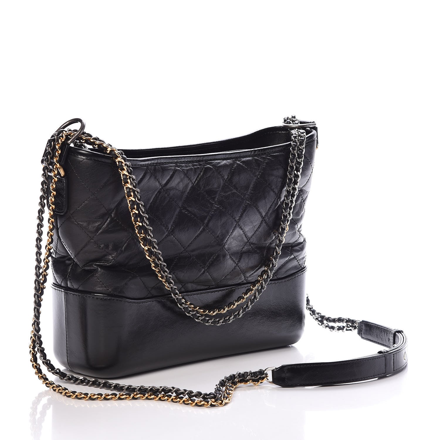 Chanel Aged Calfskin Quilted Medium Gabrielle Hobo Black 3 of 9