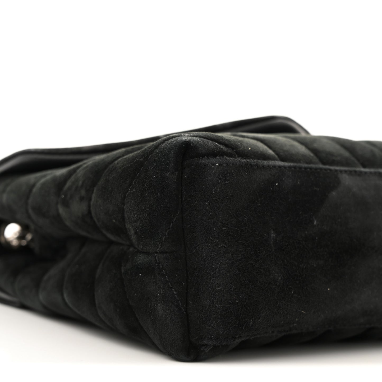 Suede Calfskin Y Quilted Monogram Small Loulou Chain Satchel Black