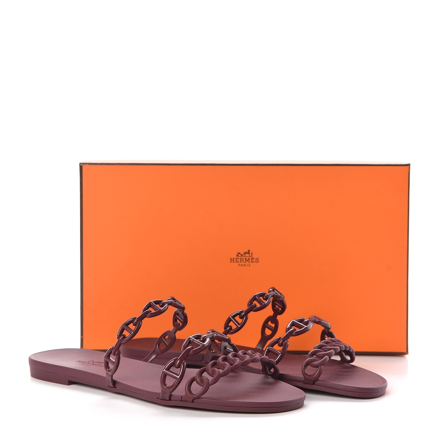 Hermes Rubber Chaine d'Ancre Rivage Sandals 37 Bordeaux 8 of 8