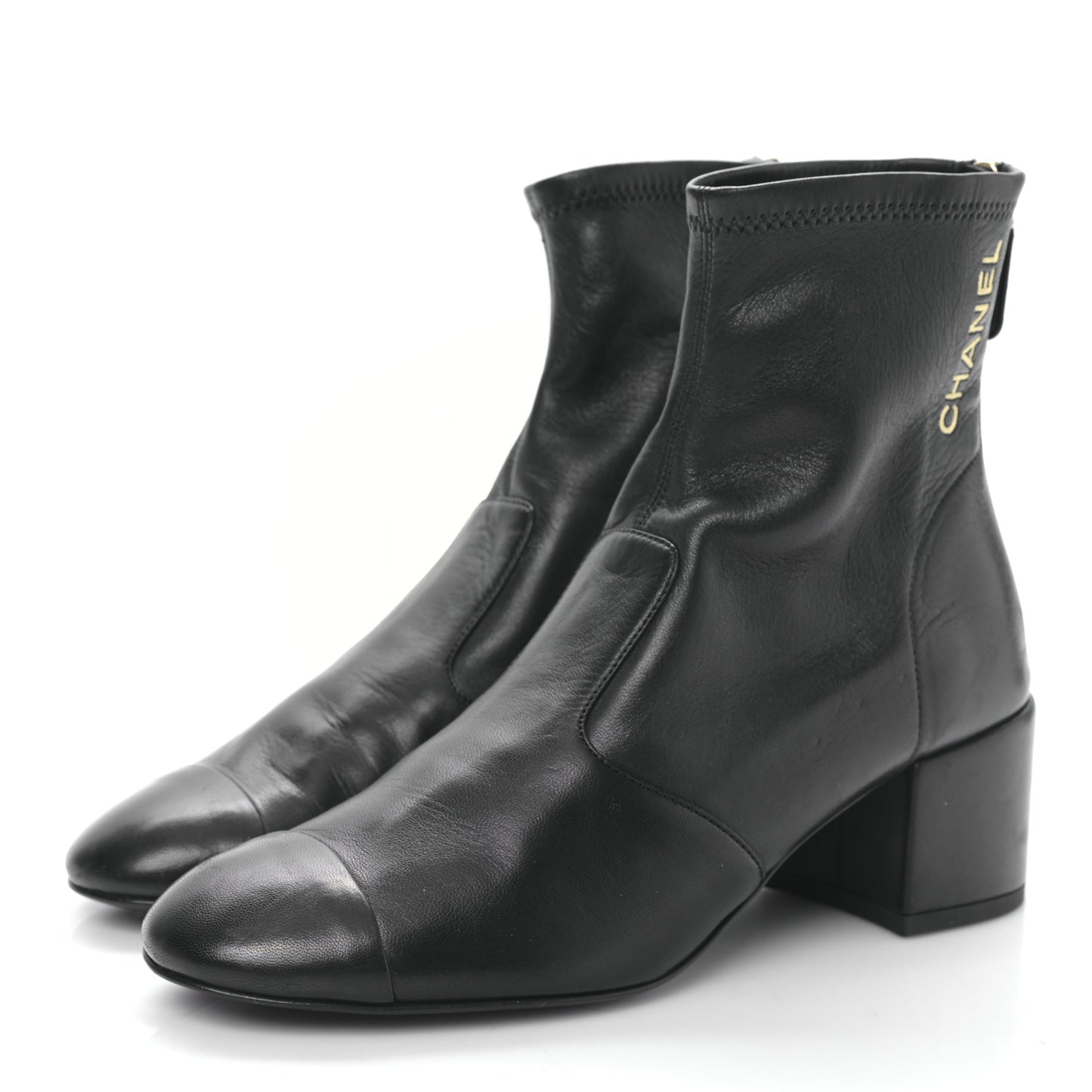 Lambskin Logo Ankle Boots 36.5 Black
