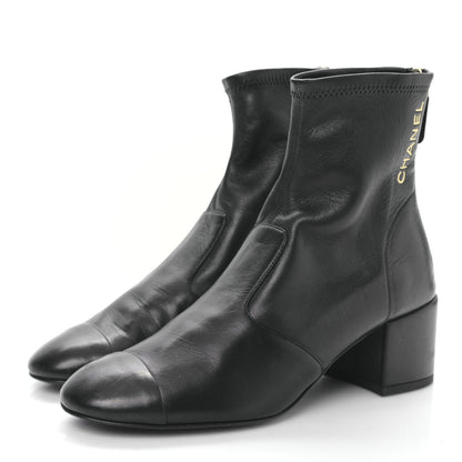Chanel Lambskin Logo Ankle Boots 36.5 Black 3 of 8