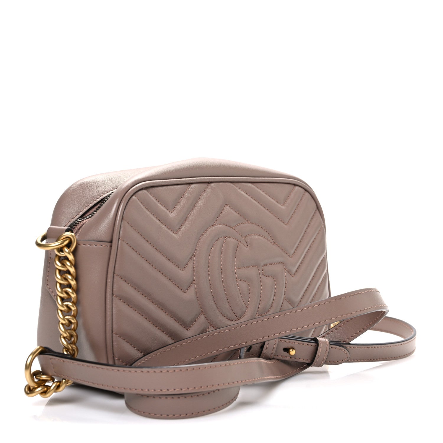Gucci Calfskin Matelasse Small GG Marmont Chain Shoulder Bag Porcelain Rose 3 of 10