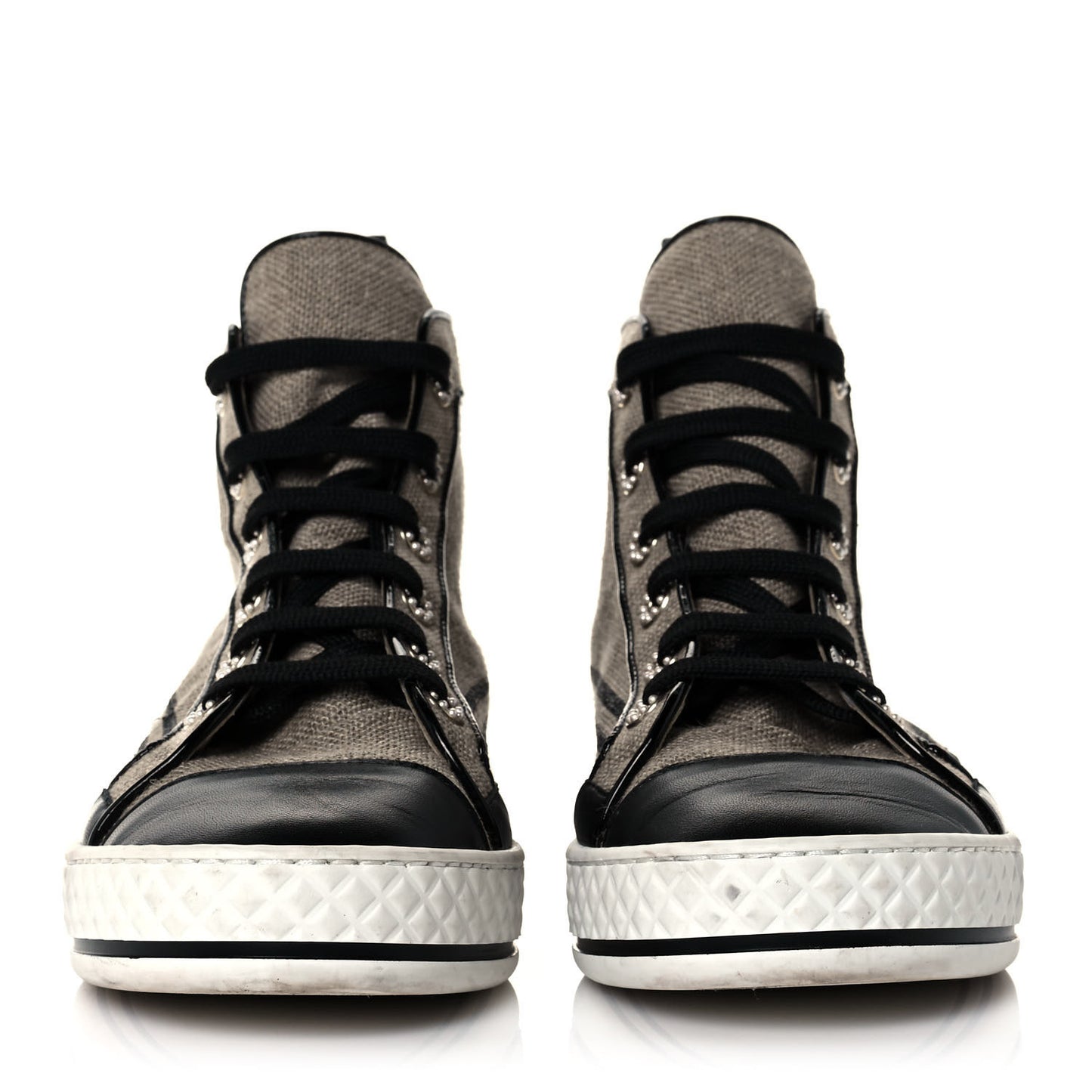 Fabric Lambskin Lace Up Cap Toe Sneakers 37 Beige Black