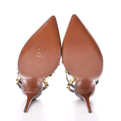 Valentino Garavani Pebbled Calfskin Rockstud Ankle Strap 100mm Pumps 40 Cuoio 5 of 9