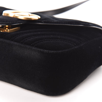 Gucci Velvet Matelasse Mini GG Marmont Shoulder Bag Black 6 of 11