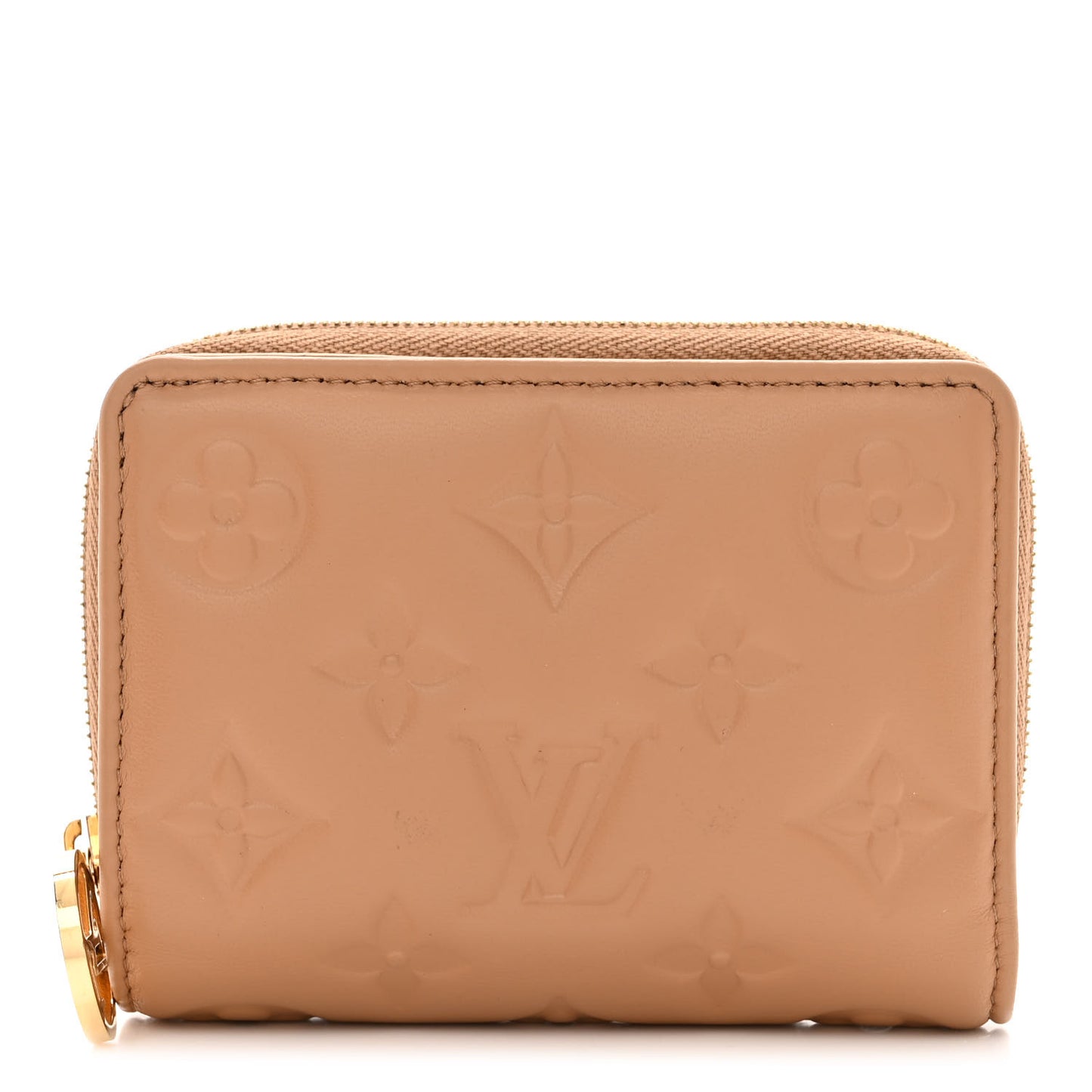 Lambskin Embossed Monogram Lou Coussin Wallet Camel