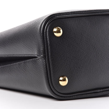 Prada Saffiano Cuir Small Panier Bucket Bag Black Fuoco 8 of 9