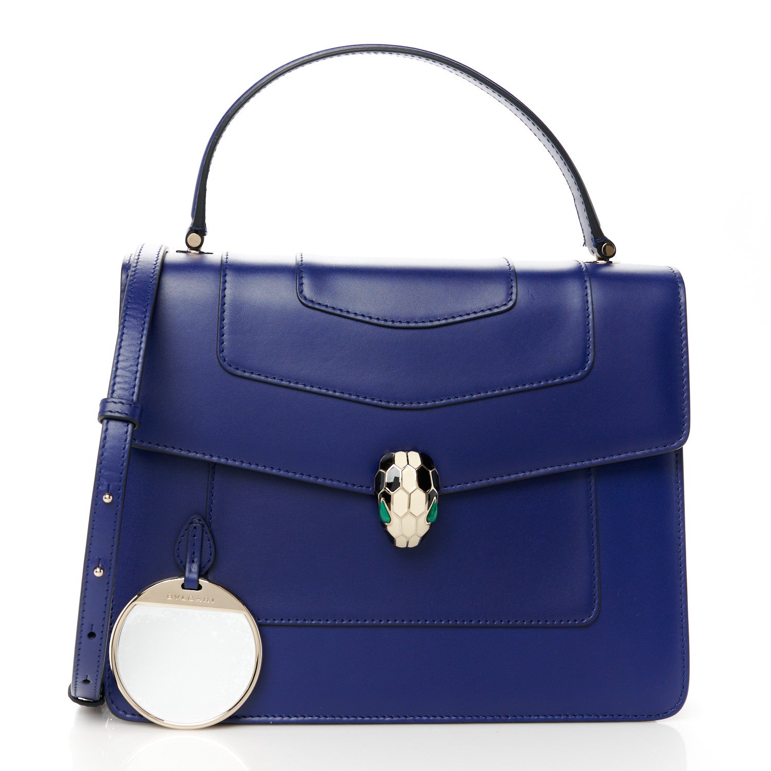 Bulgari Calfskin Large Serpenti Forever Top Handle Blue 3 of 13