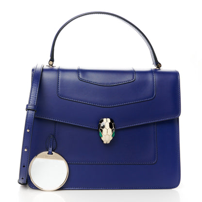 Bulgari Calfskin Large Serpenti Forever Top Handle Blue 3 of 13