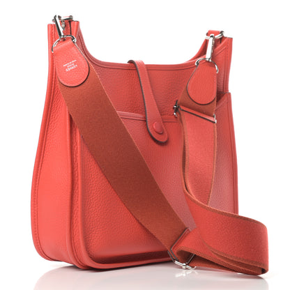 Hermes Taurillon Clemence Amazone Evelyne III PM Orange Poppy Rouge Casaque 3 of 12