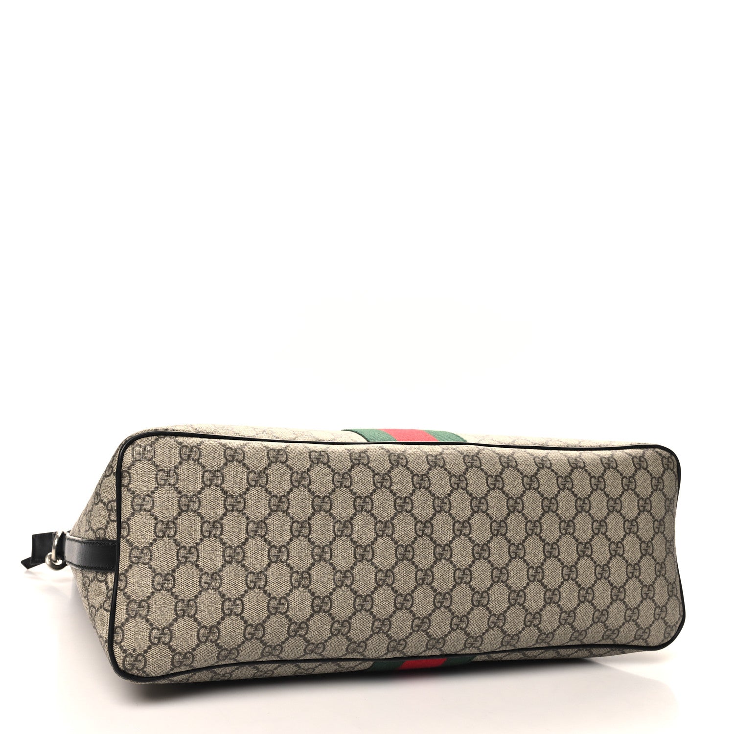 Gucci GG Supreme Monogram Web Medium Zippered Tote Beige Black 4 of 10