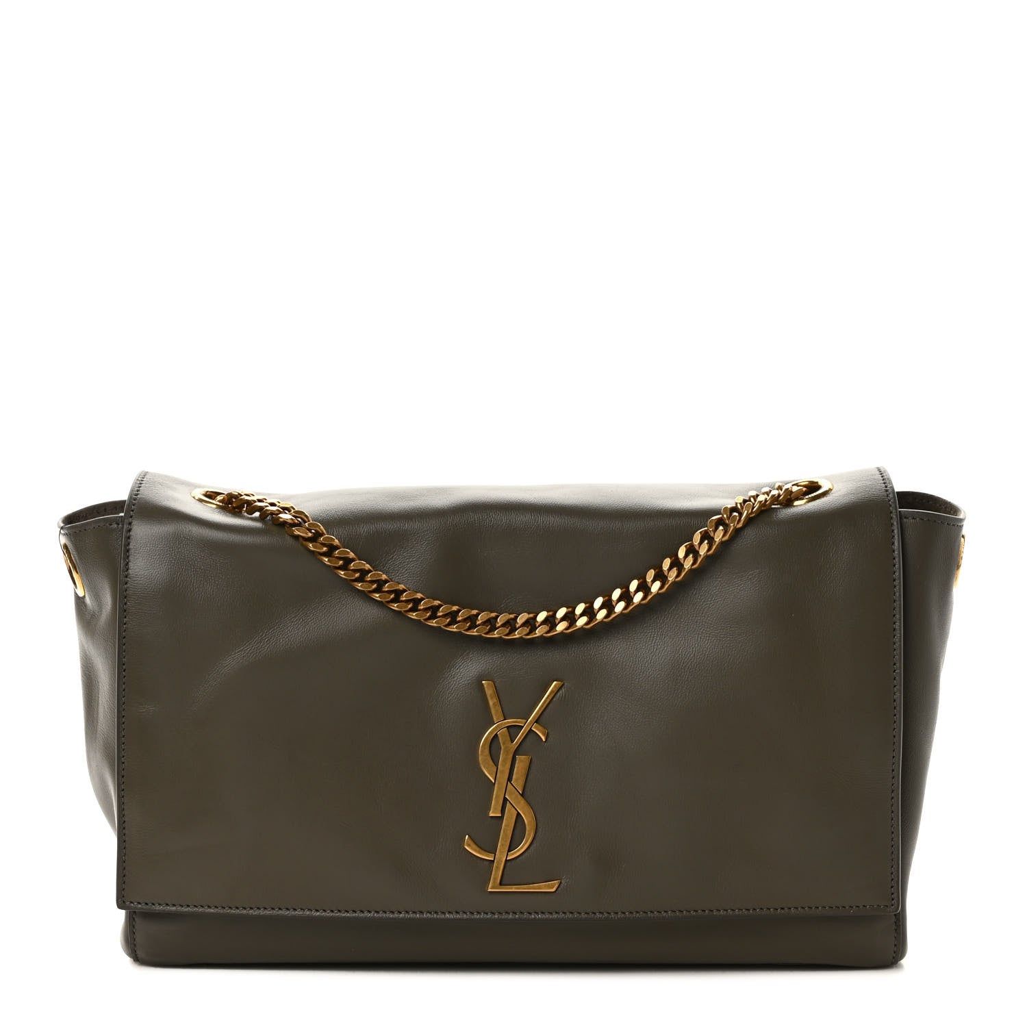 Saint Laurent Smooth Calfskin Suede Medium Reversible Monogram Kate Satchel Olive 1 of 8