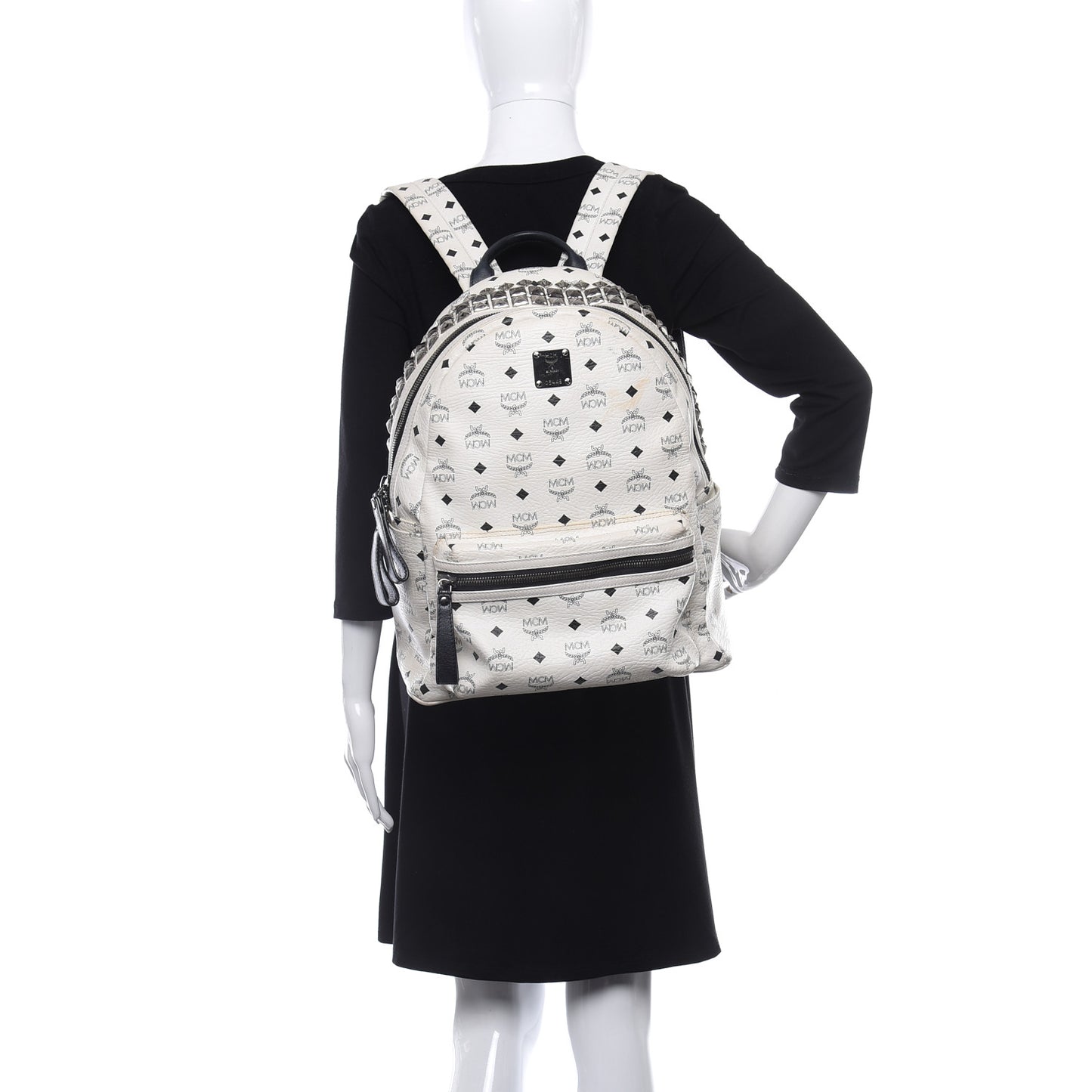 Visetos Medium Side Stud Stark Backpack White