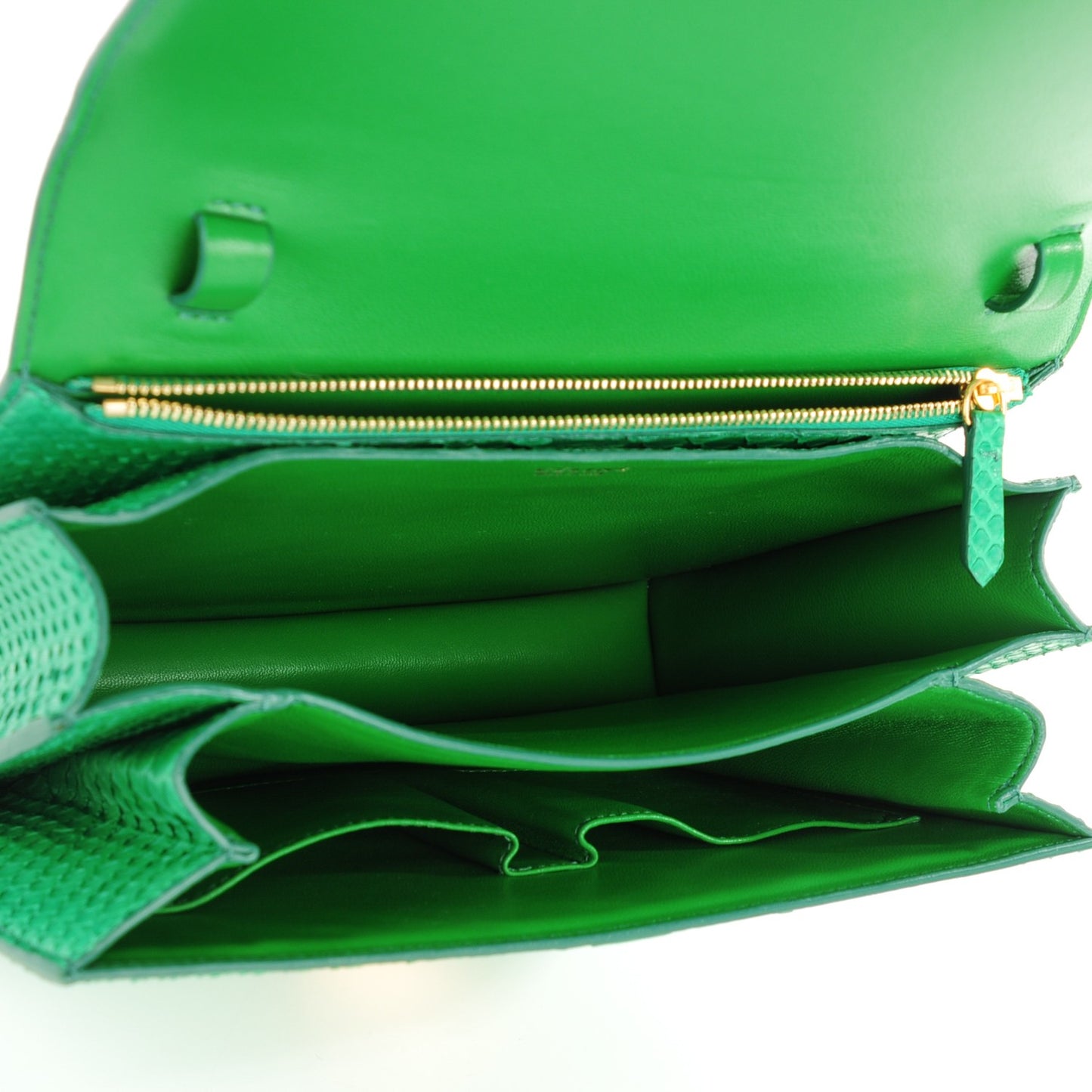 Python Medium Classic Box Flap Bag Grass Green