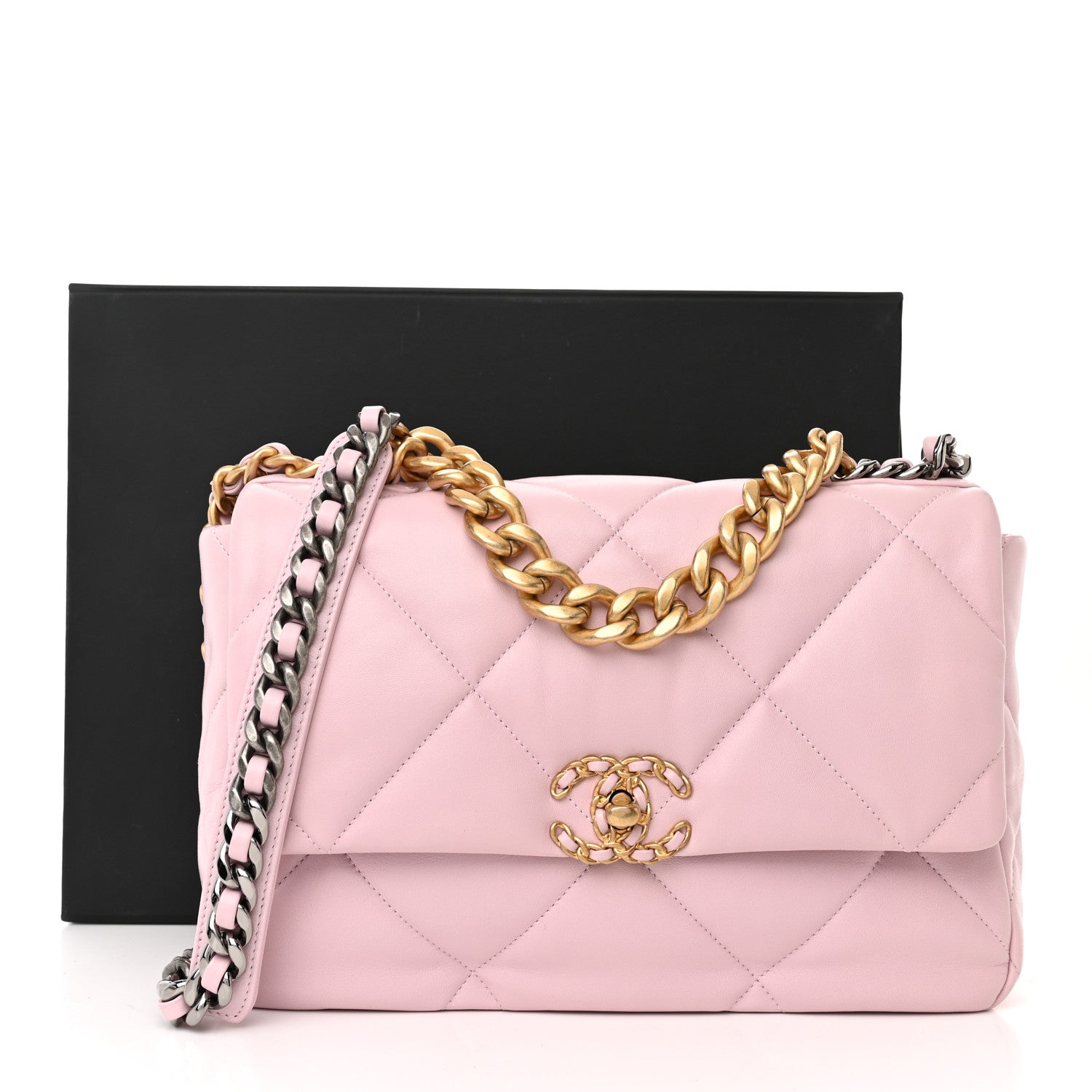 Chanel Lambskin Quilted Medium Chanel 19 Flap Light Pink 11 of 11