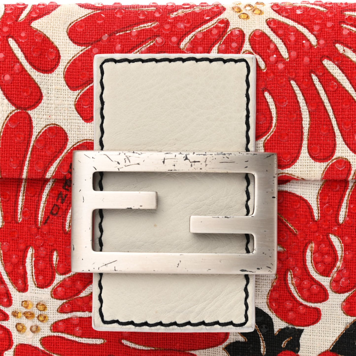 Canvas Floral Print Mini Baguette Multicolor