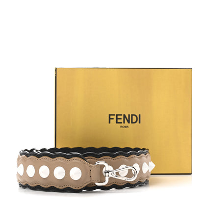 Fendi Vitello Dolce Scalloped Spike Studded Strap You Brown Black 5 of 5