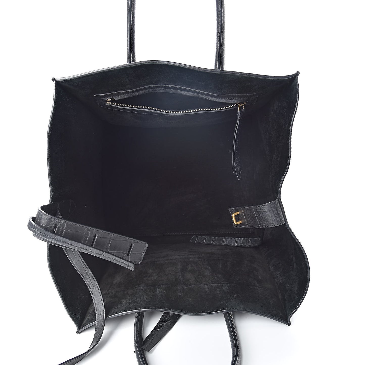 Crocodile Embossed Calfskin Medium Phantom Luggage Black