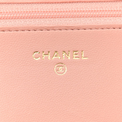 Chanel Lambskin Quilted CC Pearl Crush Wallet on Chain WOC Light Orange 8 of 12