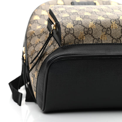 Gucci GG Supreme Monogram Bees Print Small Day Backpack Beige Oro Black 8 of 9