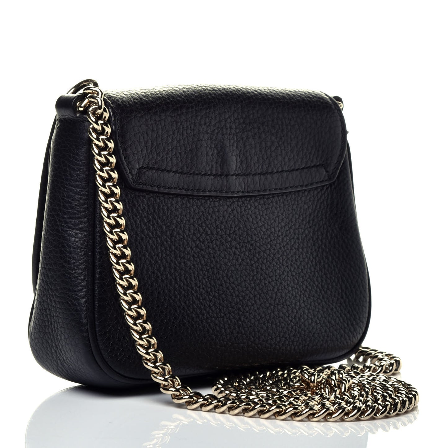 Pebbled Calfskin Small Soho Flap Crossbody Black