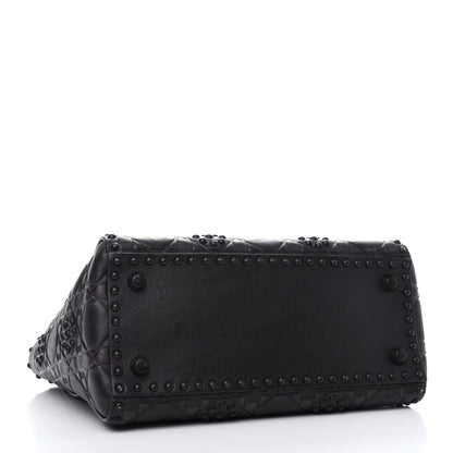 Christian Dior Lambskin Studded Matte Cannage Medium Lady Dior So Black 4 of 35
