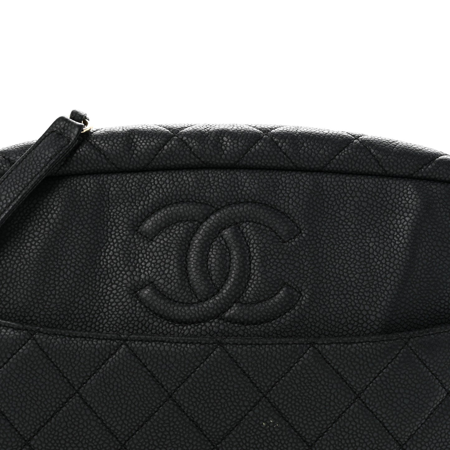 Caviar Quilted Large Coco Tassel Camera Case Black
