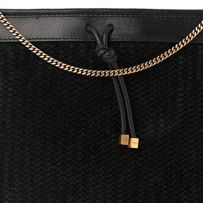 Saint Laurent Suede Woven Baby Victoire Chain Clutch Bag Black 8 of 10