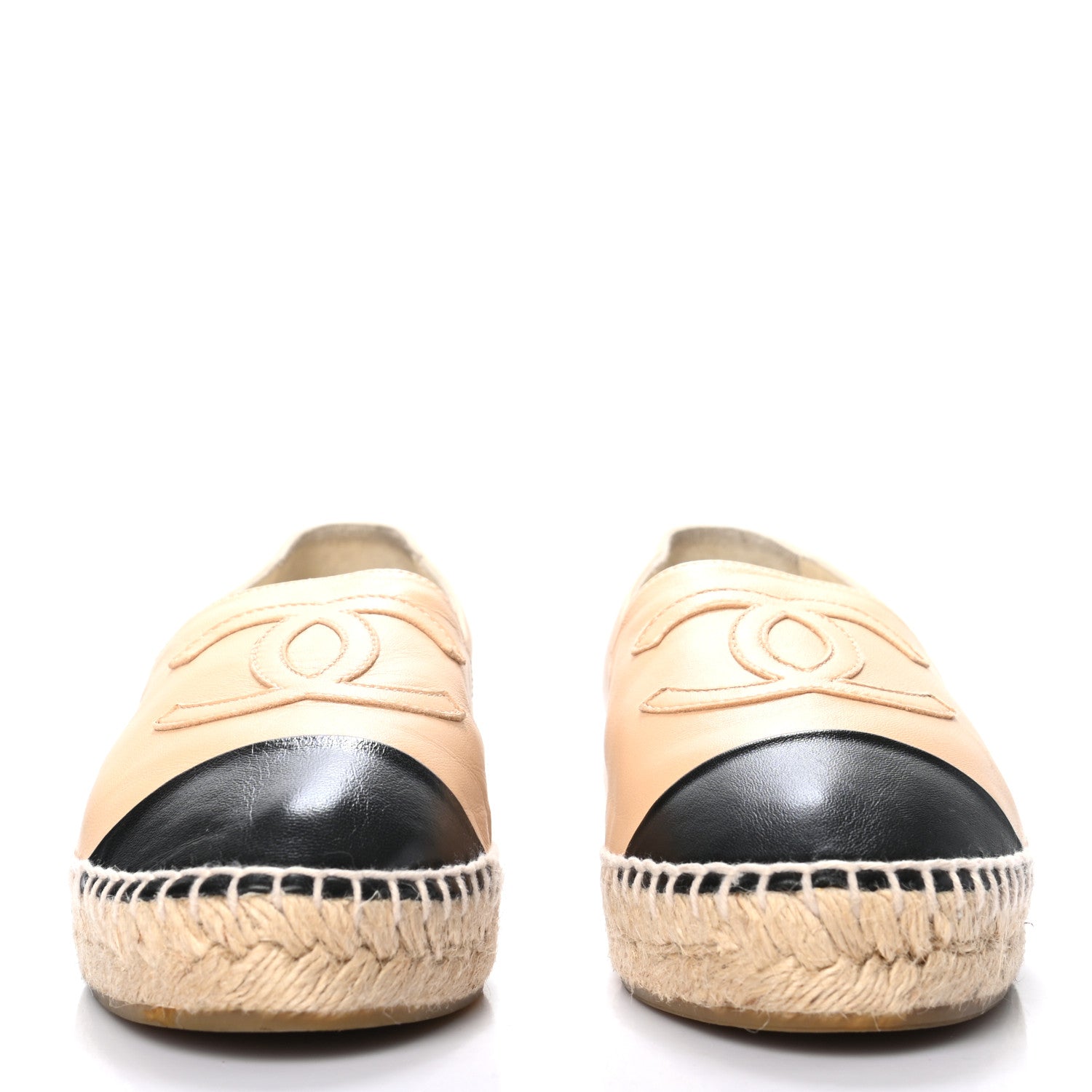 Chanel Lambskin CC Espadrilles 37 Beige Black 1 of 8