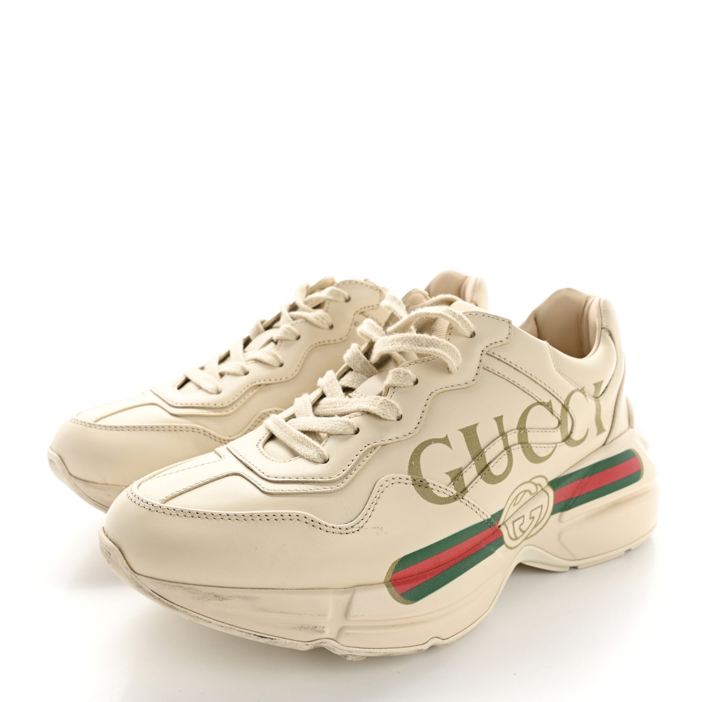 Calfskin Logo Womens Rhyton Sneakers 38 Ivory
