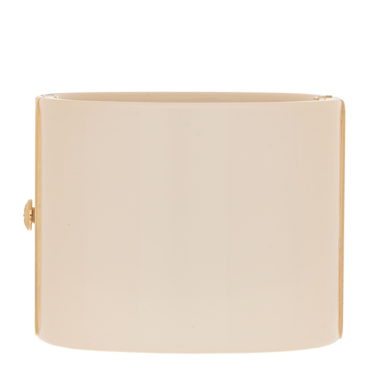 Chanel Resin Enamel CC Cuff Bracelet White Black Gold 3 of 5