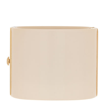 Chanel Resin Enamel CC Cuff Bracelet White Black Gold 3 of 5
