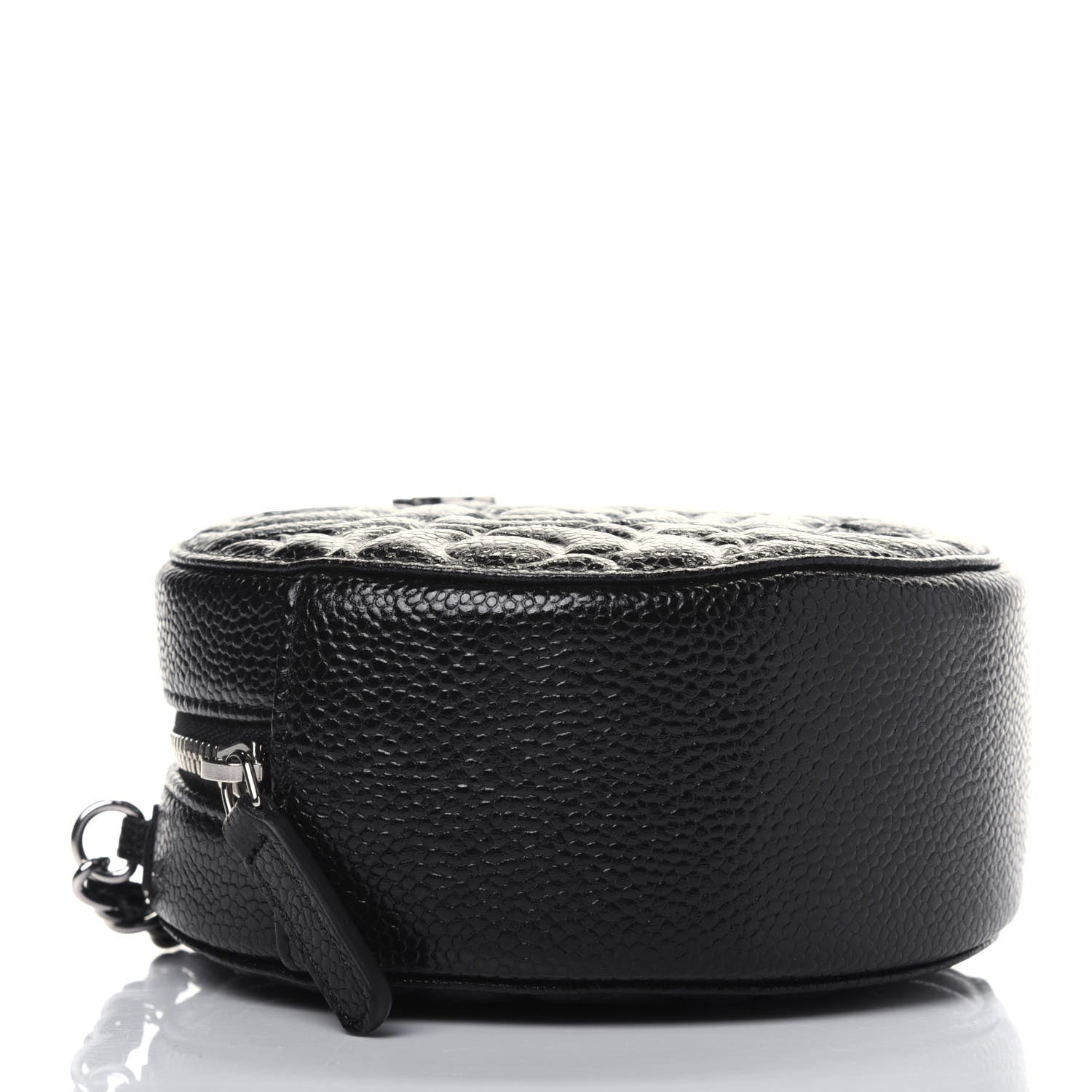 Chanel Caviar Camellia Embossed Round Clutch With Chain Black 4 of 13