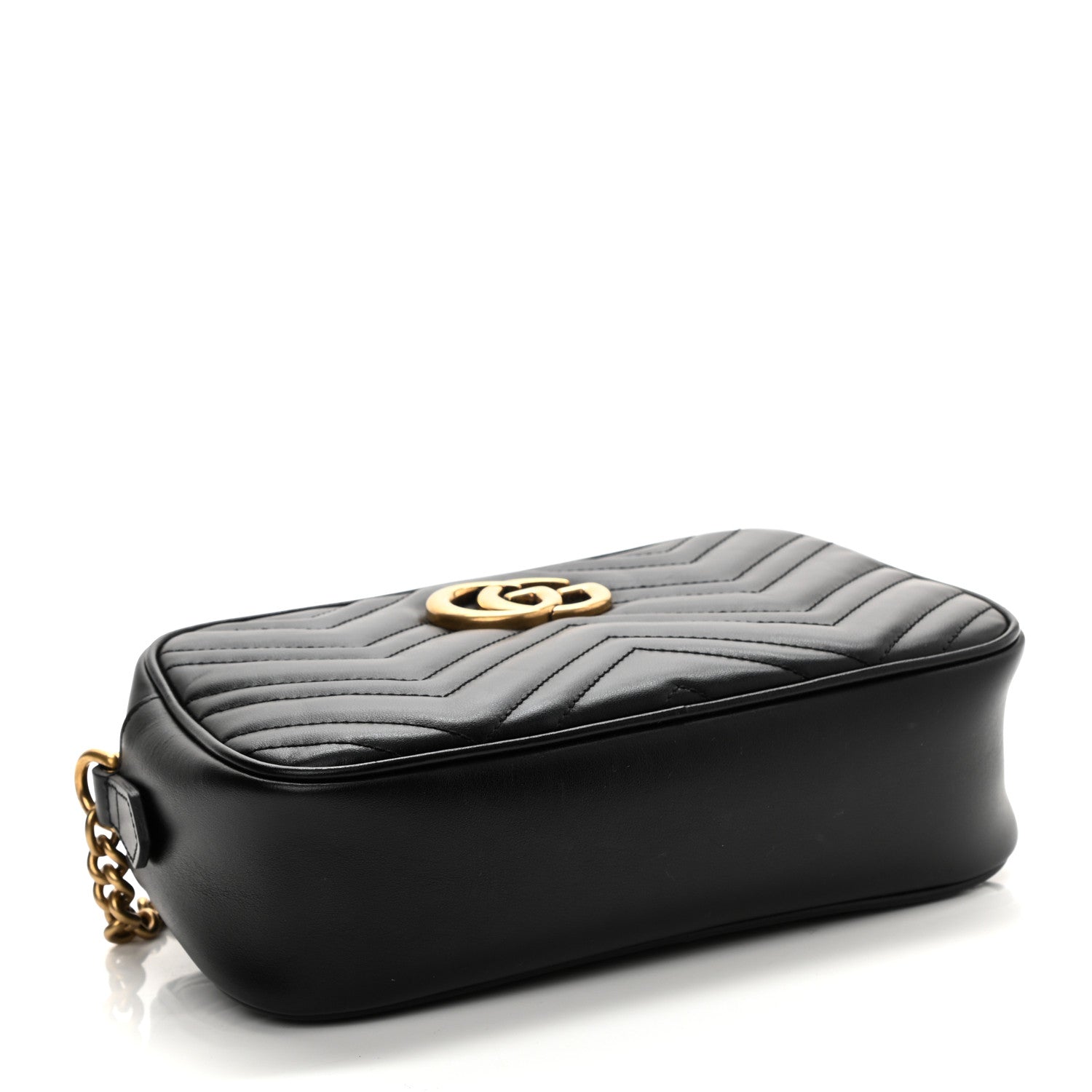Gucci Calfskin Matelasse Small GG Marmont Chain Shoulder Bag Black 4 of 10