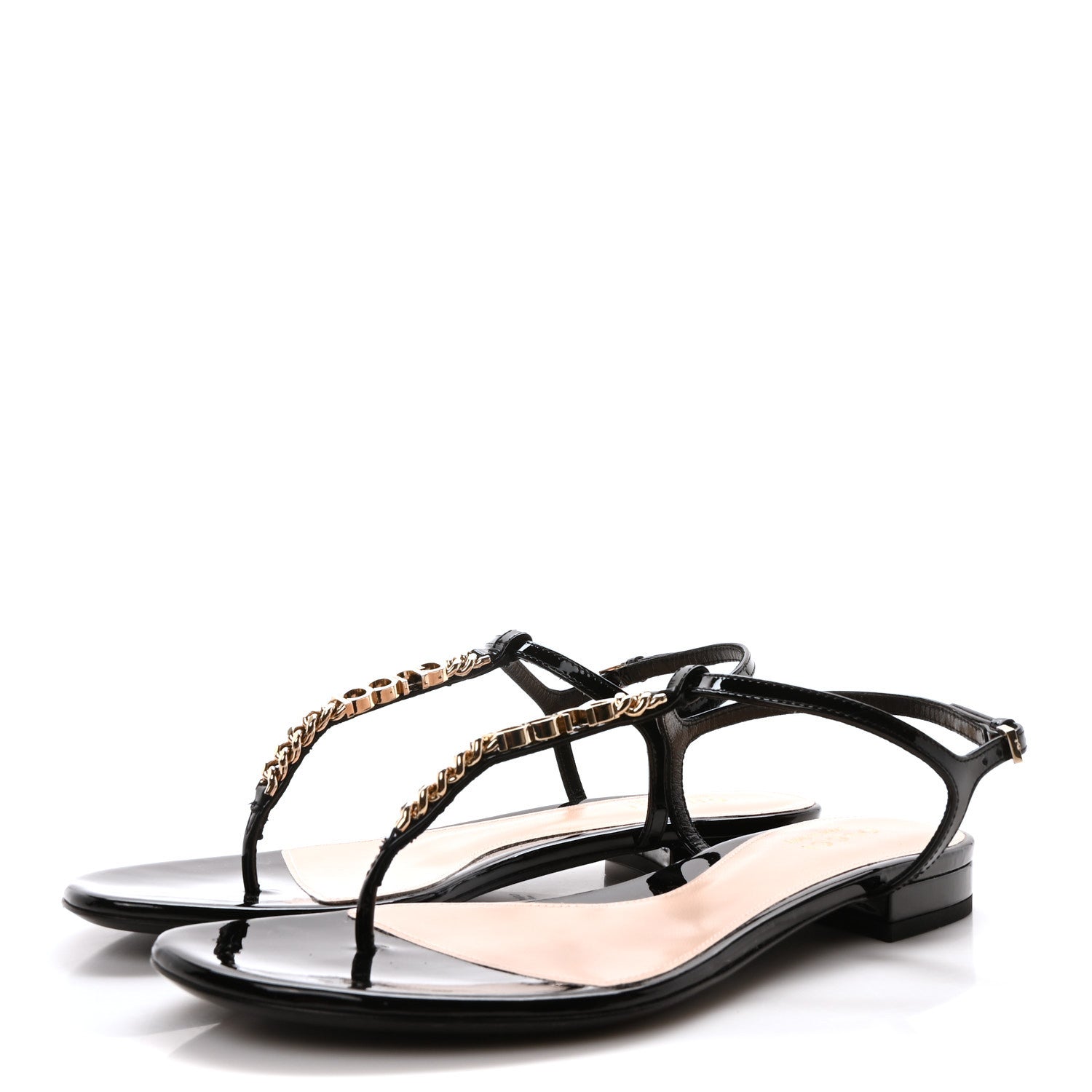 Gucci Patent Signoria Thong Sandals 37.5 Black 4 of 9