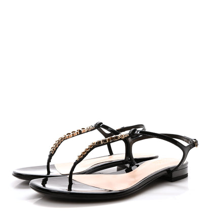 Gucci Patent Signoria Thong Sandals 37.5 Black 4 of 9