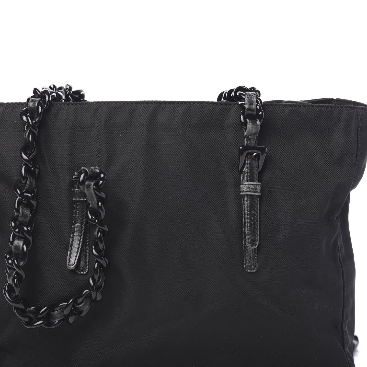 Prada Tessuto Nylon Calfskin Chain Tote Black 10 of 10
