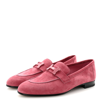 Hermes Suede Goatskin Paris Loafers 37 Rose Aphrodite 4 of 10