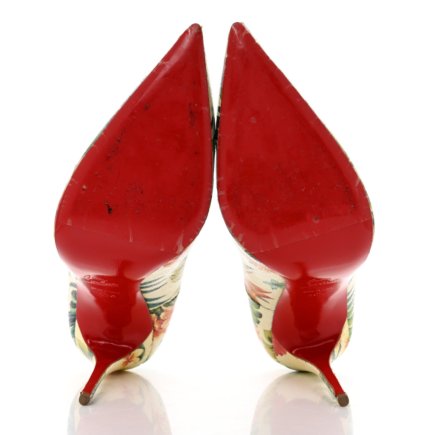 Christian Louboutin Crackled Calfskin Hawaiian Print So Kate 120 Pumps 40.5 White 5 of 9