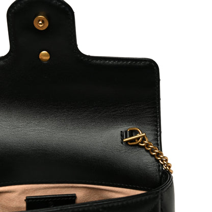 Gucci Calfskin Matelasse Super Mini GG Marmont Shoulder Bag Black 10 of 13