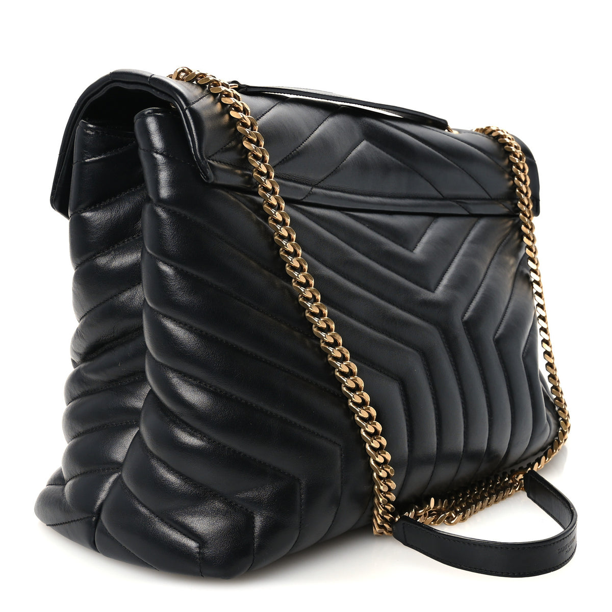 Saint Laurent Calfskin Y Quilted Monogram Large Loulou Chain Satchel Black 3 of 11