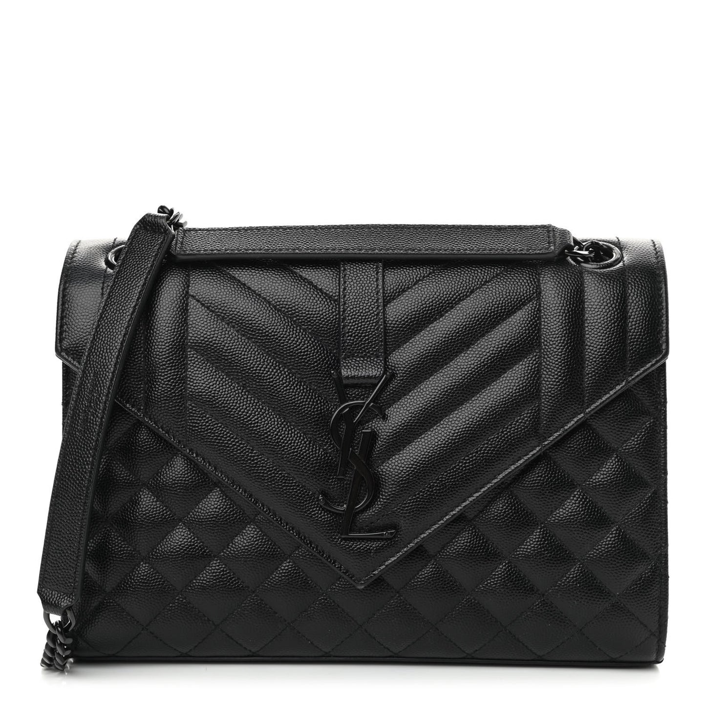 Grain De Poudre Textured Mixed Matelasse Triquilt Medium Monogram Satchel Black