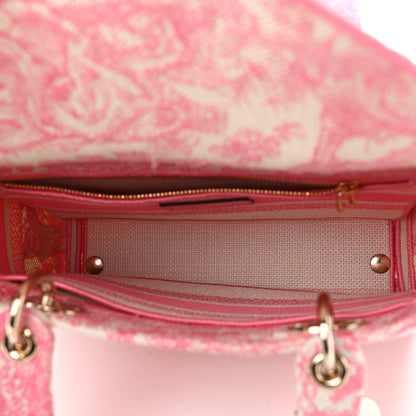 Christian Dior Canvas Toile De Jouy Embroidered Medium Lady D-Lite Peony Pink 4 of 13