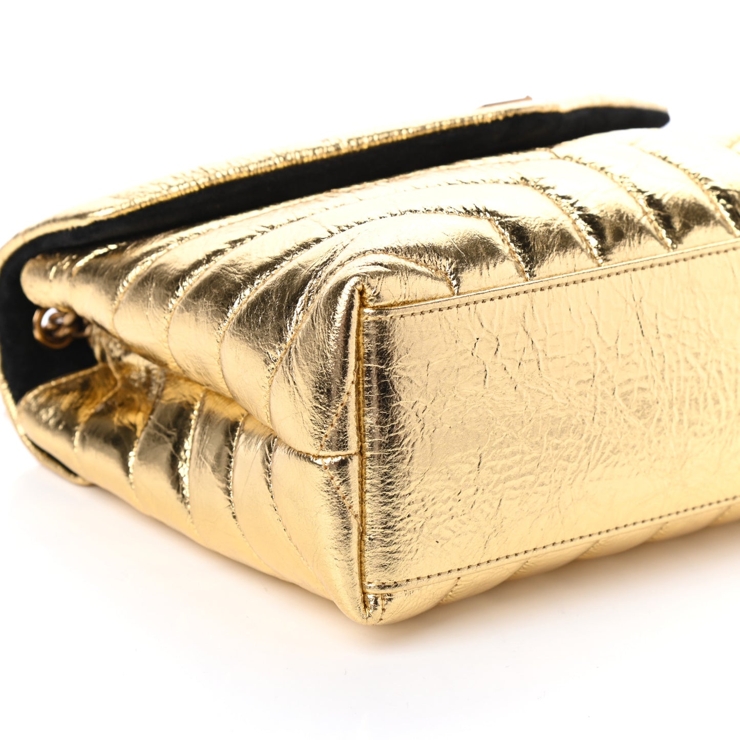 Metallic Calfskin Y Quilted Small Loulou Monogram Chain Satchel Gold