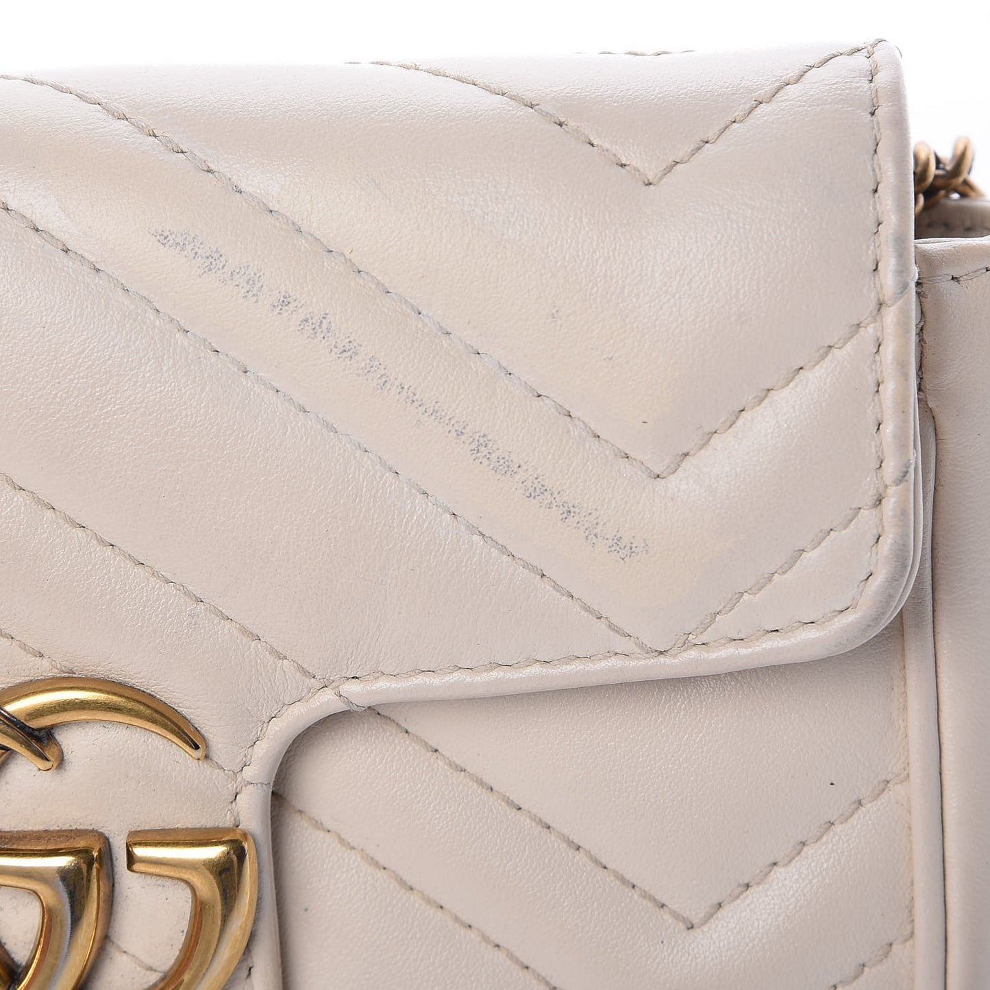 Calfskin Matelasse Super Mini GG Marmont Shoulder Bag White