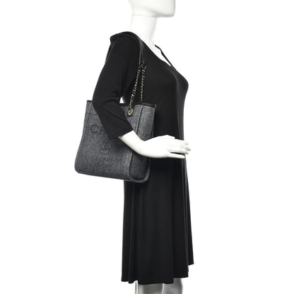 Chanel Woven Straw Raffia Mini Deauville Tote Black 2 of 9